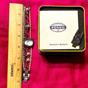 Fossil watch with pearl bracelet